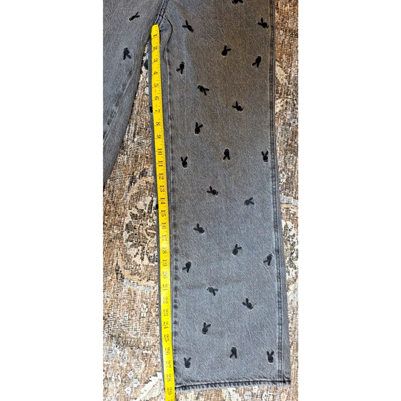 Playboy PacSun Women’s Jeans Size 26 Black/Gray Denim Embroidered Bunnies YTK - Picture 8 of 10